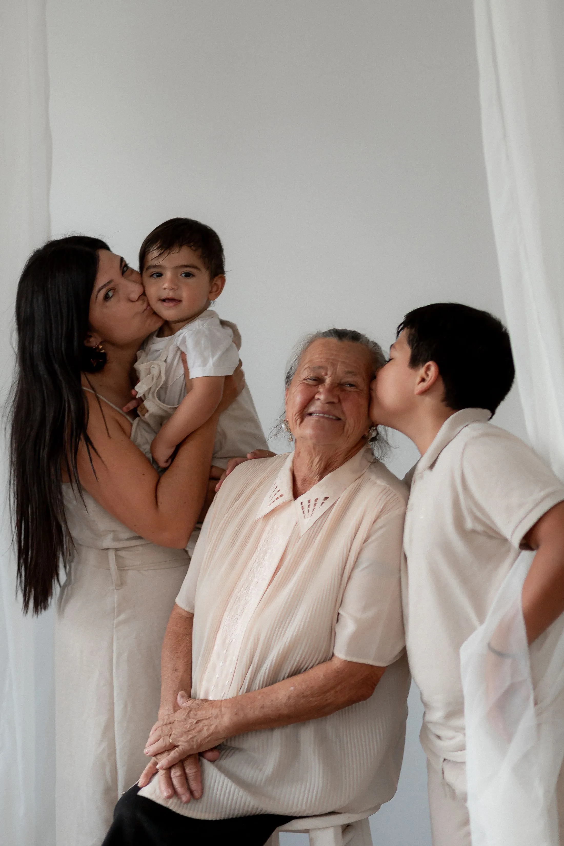 Three generations of a family celebrating together